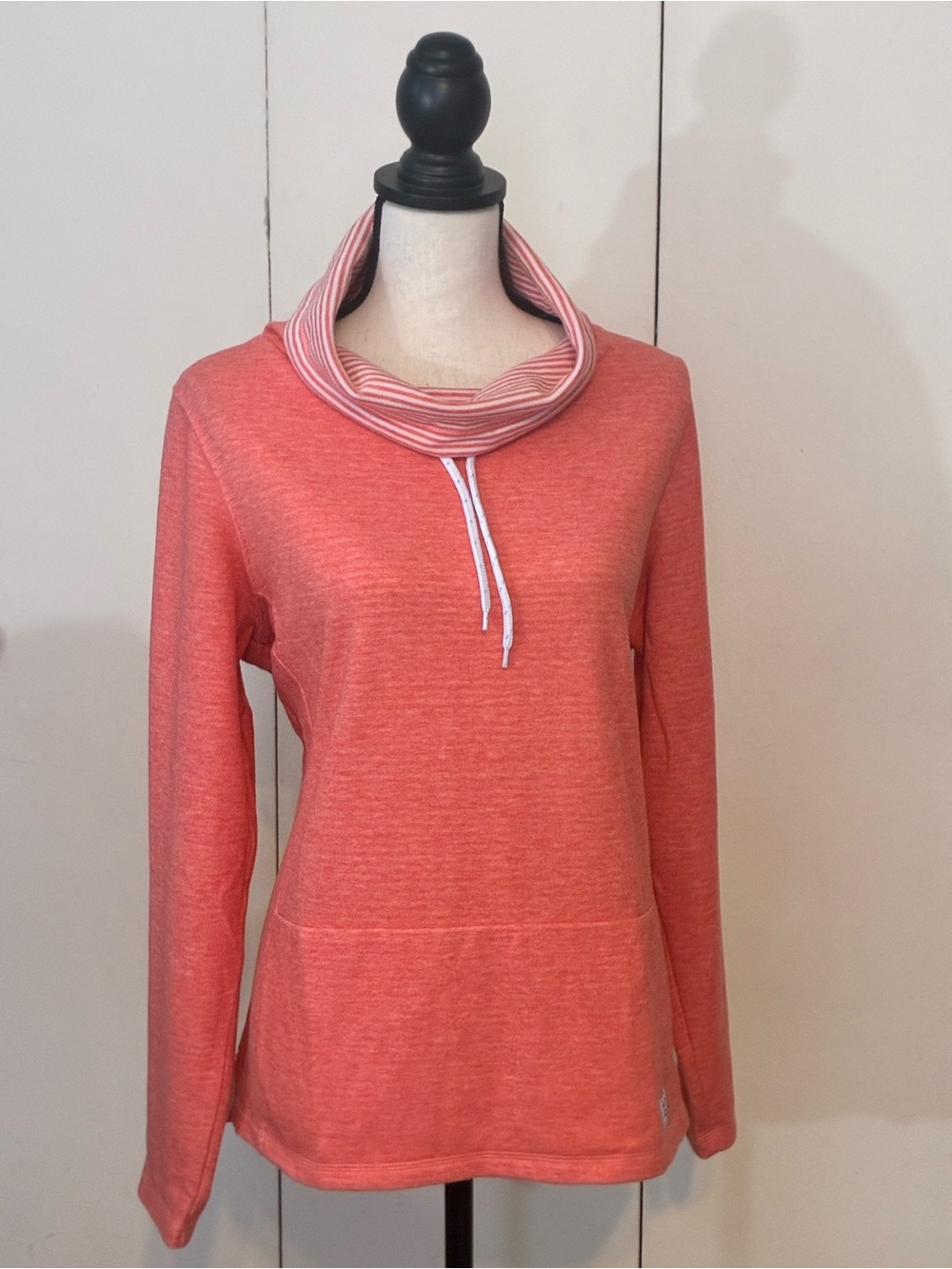 Orvis - Coral Cowl Neck, Long Sleeve Top with Striped Trim Lining- for Summer